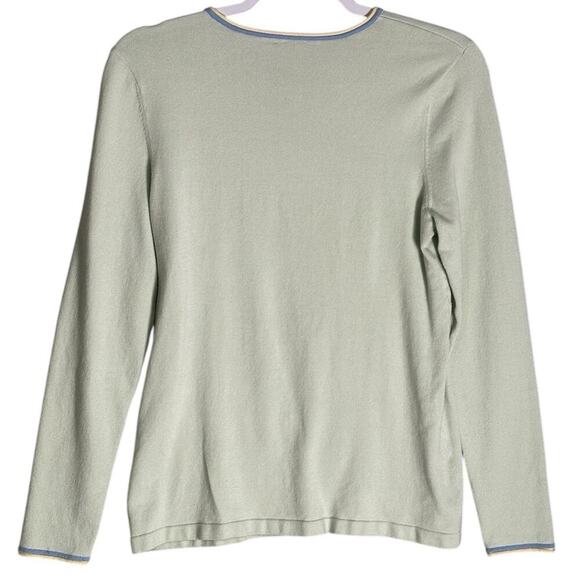 J McLaughlin Sz M Pullover‎ Long Sleeve Sweater Contrasting Trim Neckline Wrists - Picture 2 of 13